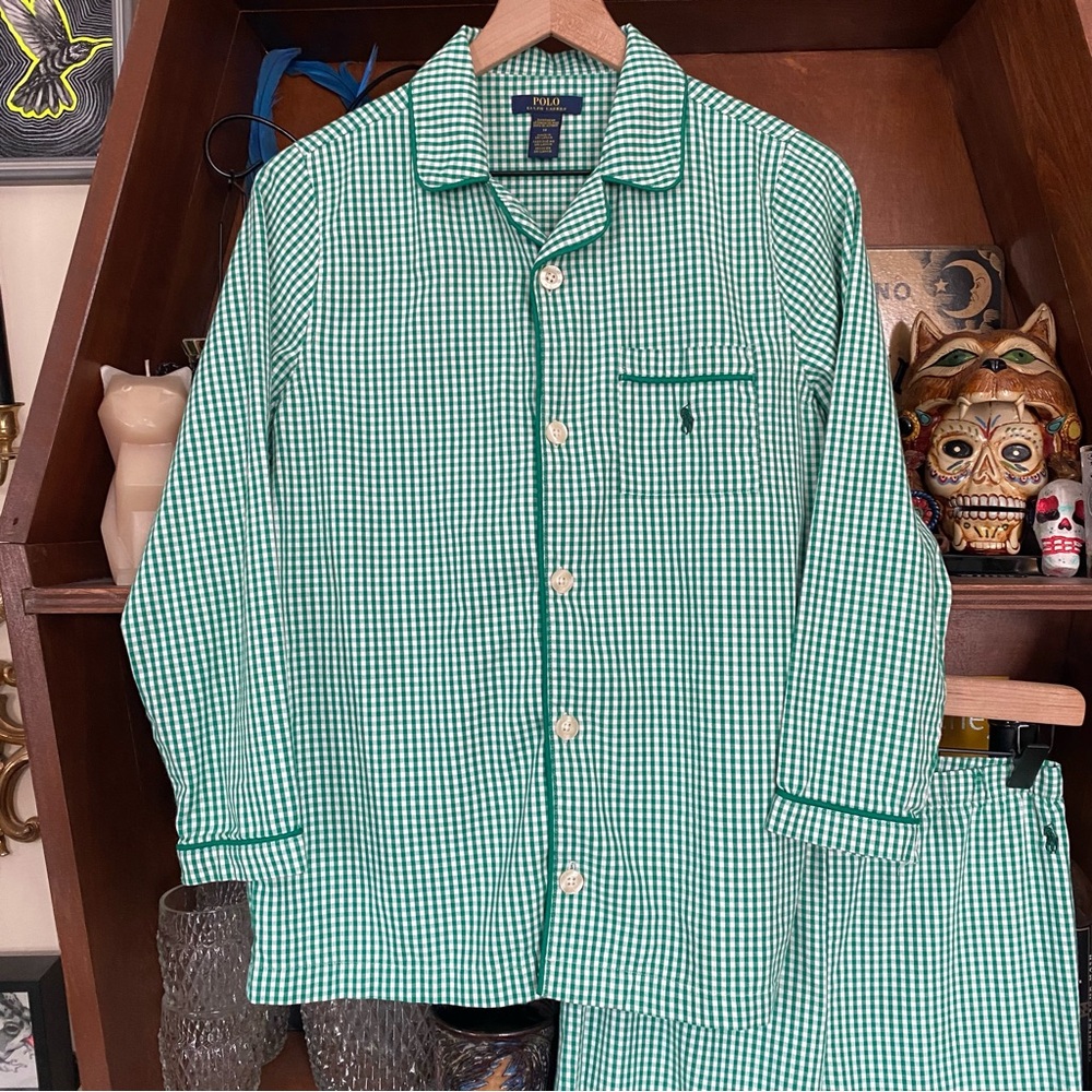 Ralph Lauren - Polo Green Checkered Pajama Set - Youth Size 14
